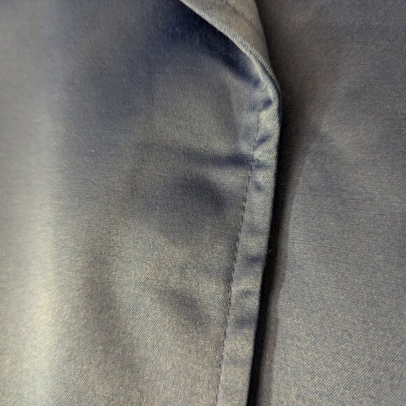 Coat Dress Trendy Electric Blue Satin Belted 3/4 Sleeves Fully Lined - Picture 4 of 11